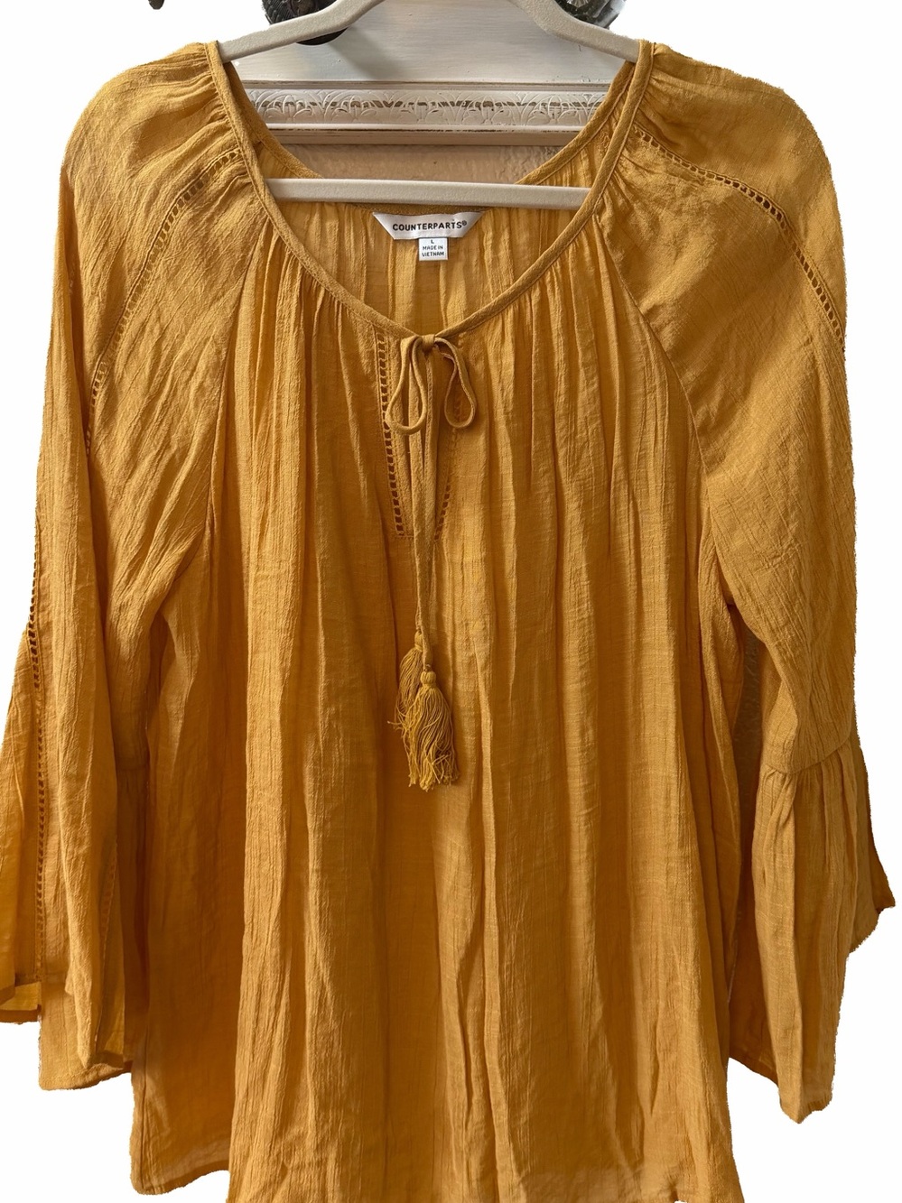 Target Counterparts Mustard Peasant Tunic with Tassel Tie -Large boho Beachy